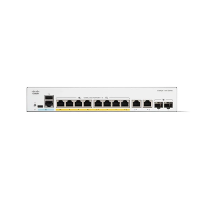 Switch inteligente Cisco C1200-8FP-2G de 8 puertos Gigabit PoE+ con enlaces ascendentes combinados de 2G