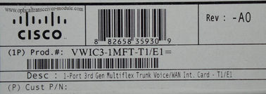 1 PORTO T1/E1 MULTIFLEX TRUNK Cisco Router Modules Personalizada tarjeta de interfaz VWIC3-1MFT-T1E1 soporta aplicaciones de voz y datos en la plataforma de la serie Cisco ISR 2 1900/2900/3900