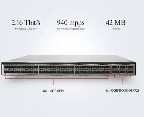 Conmutador CE6881-48S6CQ (48*10G SFP+, 6*100G QSFP28, 2*fuente de alimentación de CA, entrada/salida de aire del lado del puerto)