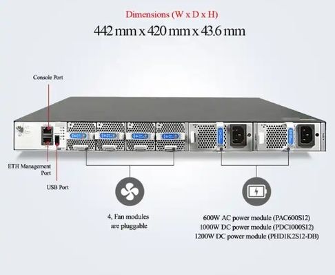 Conmutador CE6881-48S6CQ (48*10G SFP+, 6*100G QSFP28, 2*fuente de alimentación de CA, entrada/salida de aire del lado del puerto)