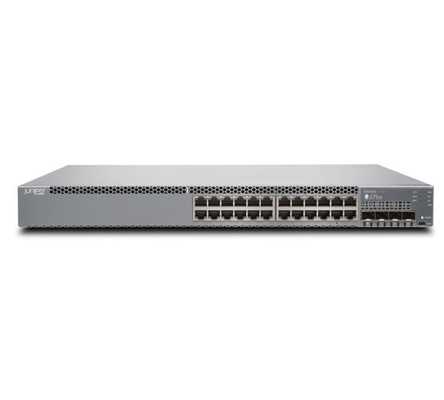 EX3400-24P EX3400 24 puertos 10/100/1000BaseT PoE+ 4 X 1/10G SFP/SFP+ 2 X 40G QSFP+ Ventiladores redundantes Flujo de aire de adelante hacia atrás