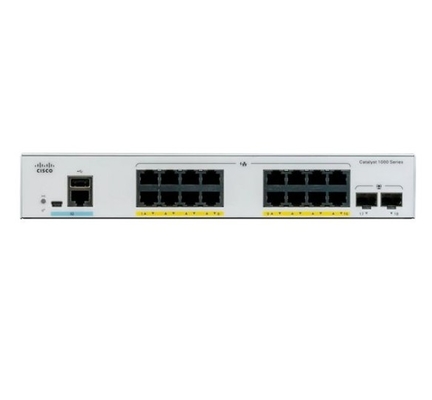 C1000-16P-2G-L Cisco Catalyst 1000 Switch 16x 10/100/1000 Puertos Ethernet PoE+ 120W PoE Presupuesto 2x 1G SFP Uplinks