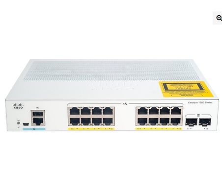 C1000-16P-2G-L Cisco Catalyst 1000 Switch 16x 10/100/1000 Puertos Ethernet PoE+ 120W PoE Presupuesto 2x 1G SFP Uplinks