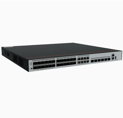 S5735-S24ST4XE-V2 Puertos SFP 24*GE 8 de los cuales son de doble uso 10/100/1000 o SFP 4*10GE Puertos SFP+ 2*12GE Puertos de pila sin módulo de alimentación