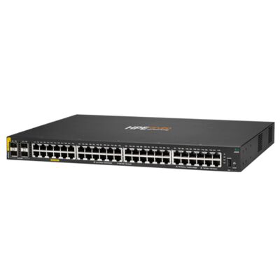 Switch Ethernet gestionado Aruba CX 6000 con 48 puertos 10/100/1000 (PoE+) + 4 puertos SFP Gigabit, presupuesto PoE de 370 W y diseño apilable
