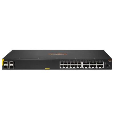 Aruba CX 6000 Switch administrado con 24 x 10/100/1000 (PoE +) + 4 x puertos Gigabit SFP 370W presupuesto PoE y diseño apilable