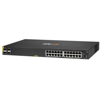 Aruba CX 6000 Switch administrado con 24 x 10/100/1000 (PoE +) + 4 x puertos Gigabit SFP 370W presupuesto PoE y diseño apilable